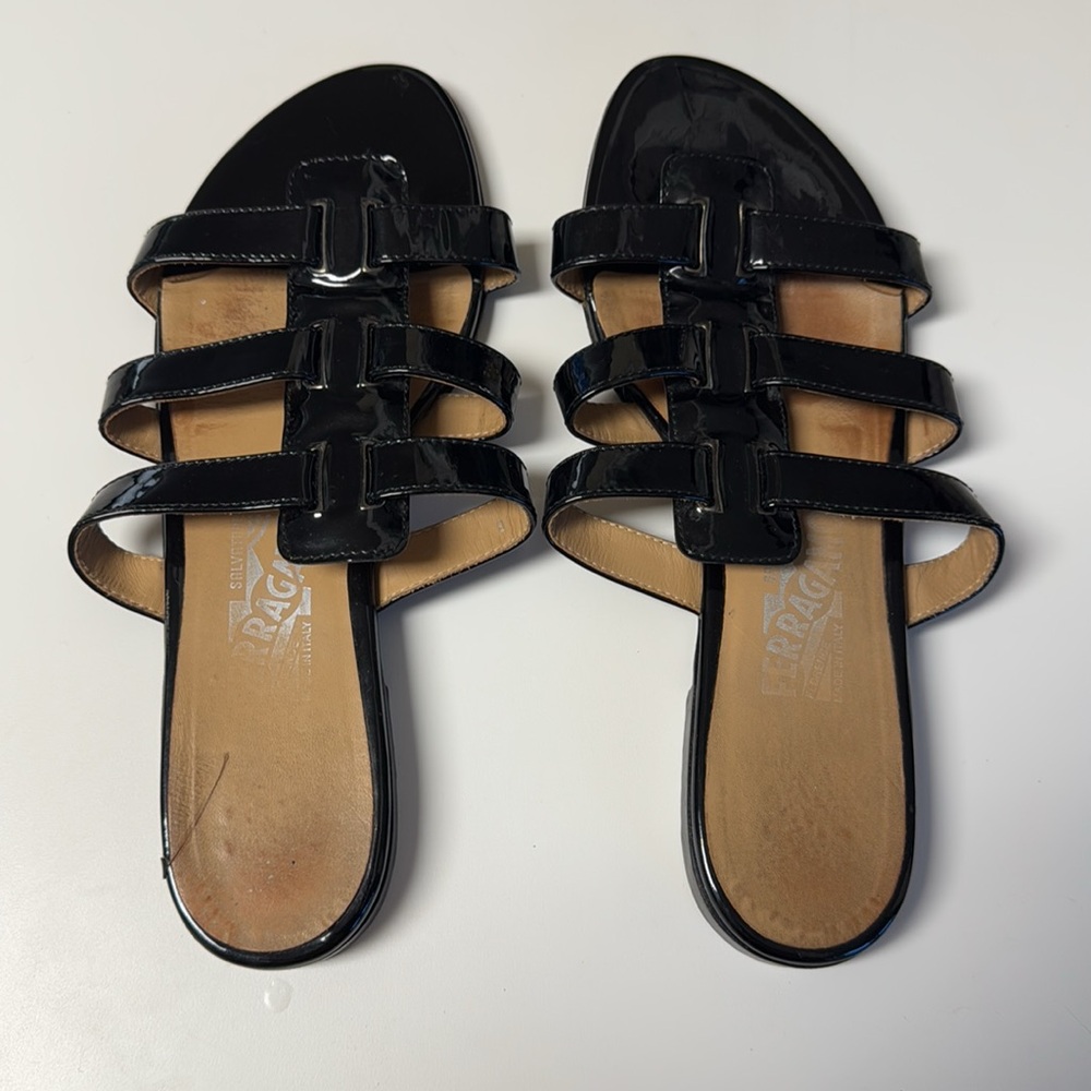 Salvatore Ferragamo Patent Leather Slides - Picture 3 of 14